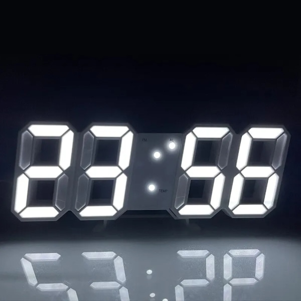 3D LED Digital Klocka Lysande Mode Vägg Klocka Multifunktionell Kreativ USB Plug-in Elektronisk Klocka Hem Dekoration