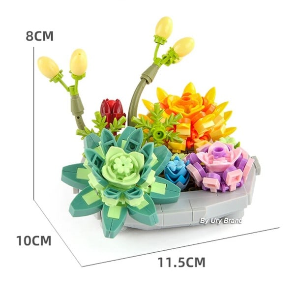 Bygge klodser sæt skrivebord Bonsai Evig Pink Sakura kirsebærtræ potte plante 3D model DIY mini klodser legetøj