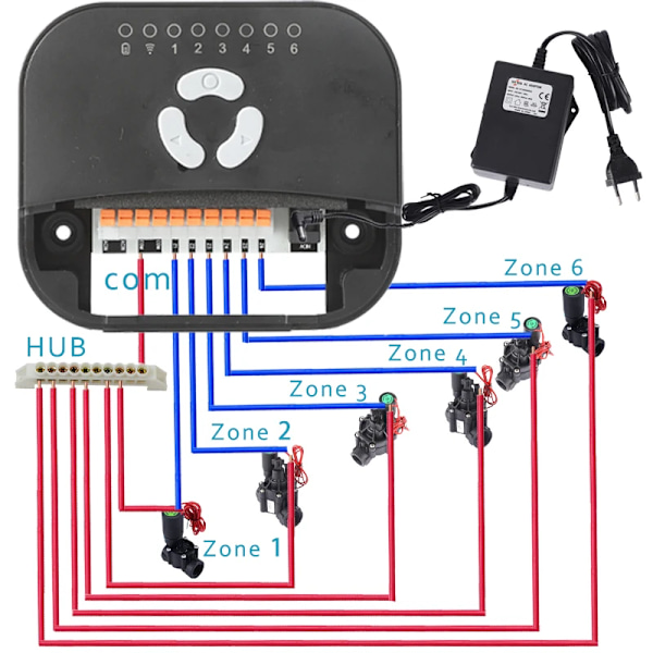 6 Sone WIFI Connect Tuya Smart Home Vanning Timer Hage Vanning Kontroller Vann Ventil Irrigation Tmer System