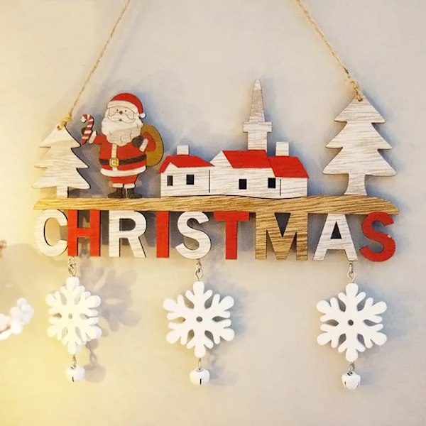 Trä Jul Hänge Dörr Hängande Ornament För Hem Vägg Jul Träd Dekor