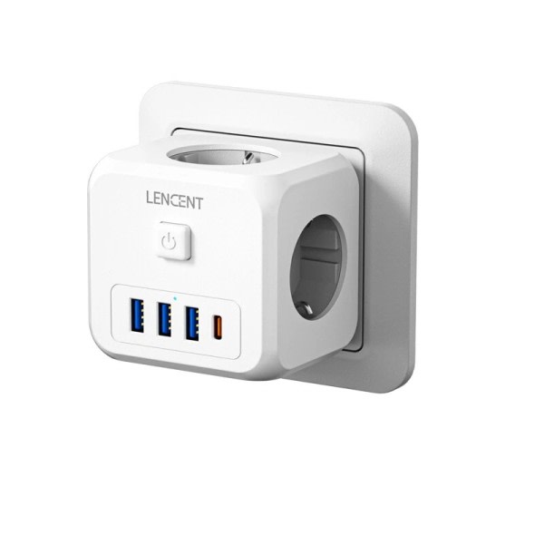 Vägg Socket Extender 7-in-1 EU Plug Laddare På/Off Switch