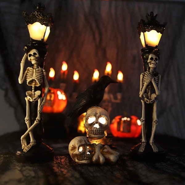 Halloween Skalle Skeleton Lampa Skräck 3D Staty Ny Bord Ljus Kreativt Party Prydnad