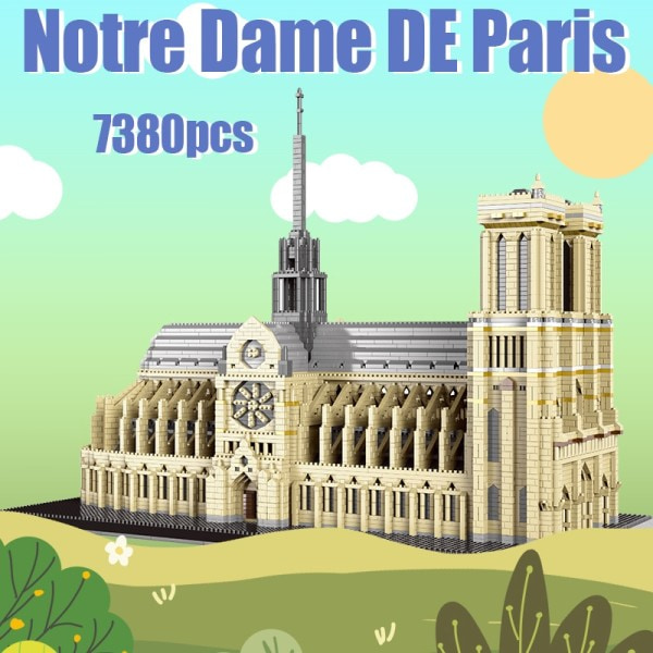 Mini Notre-Dame DE Paris Model Bygningsblokke Kirke Arkitektur Tibet Potala Palads mursten Legetøj Til børn