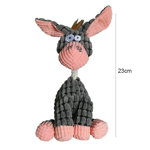 Moro Kjæledyr Leke Esel Shape Cordfløyel Tygge Leke For Hunder Valp Squeaker Squeaky Plysj Bein Moar Hund Leke