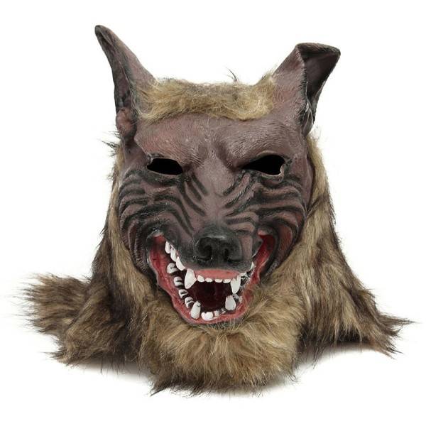Halloween latex gummi varg huvud hår mask varulv handskar kostym fest läskigt inredning