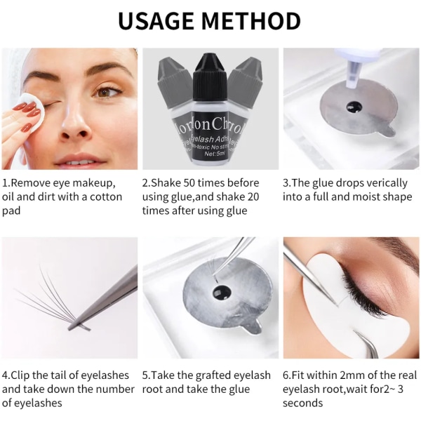 5ml Sort Øjenvipper Extension Lim Vandtæt Hurtig Tørrende Sturdy Lim