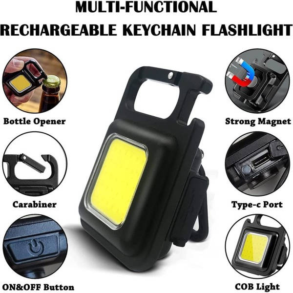 10 kpl mini LED 1800LM taskulamppu avaimenperä monitoimi kannettava COB Camping lamput