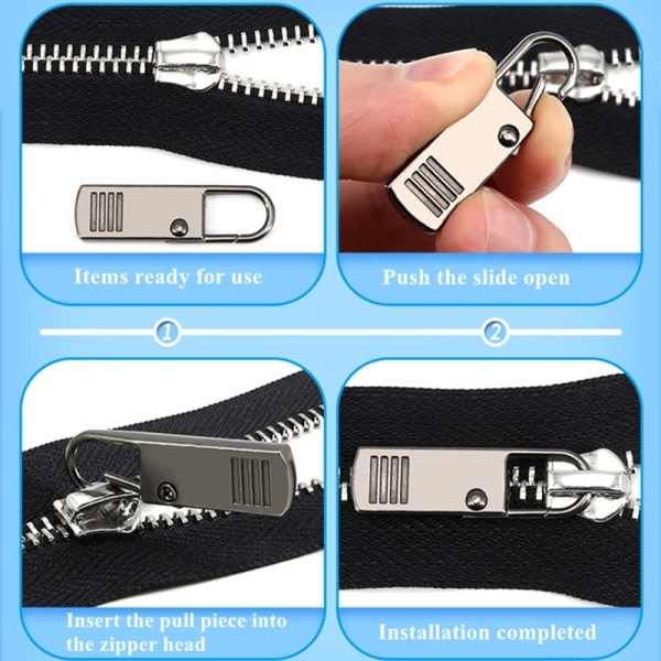 Dragkedja Slider Puller Omedelbar Zipper Reparation Kit Replacement För Trasigt Spänne Rese väska Resväska Zipper Huvud
