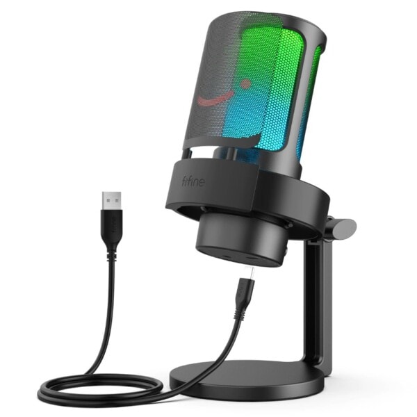 USB mikrofon til optagelse og streaming på pc og Mac,Headphone output og touch-mute knap
