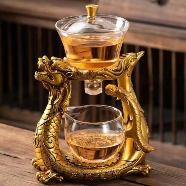 Kreativ Dragon Glas Tekande Magnetisk Diversion Roterende Dæk Skål Vand Te kop