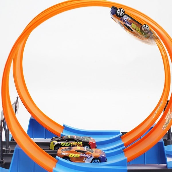 Stunt Speed Dubbel Bil Hjul Modell Racing Spår Gör-det-själv Sammansatt Rail Kits Katapult Räls Bil Racing Pojke leksaker