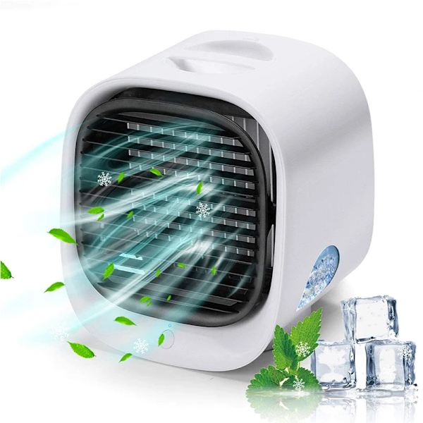 Bärbar Mini Skrivbord Luft Kylare USB Uppladdningsbar 300ML Vatten Tank LED Ljus Kylning Luft Fläkt Konditionering