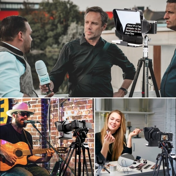 Bärbar Mini Teleprompter Prompter för Smartphone/DSLR Kamera Video inspelning