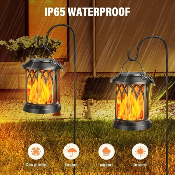 LED Solar Energi Simulering Flamme Lampe med Klips Vanntett Utendørs Vegg Lampe Hage Landskap Lampe