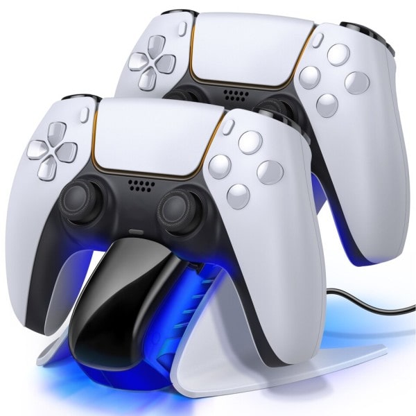 Kaksois ohjain laturi PS5 lataus telakka asema Playstation 5 Dualsense ohjaimet USB C kaapelilla