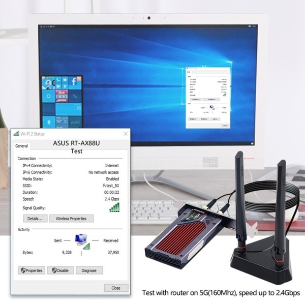 Trådlöst 2.4G/5GHz/6G 5374Mbps WiFi 802.11AX/AC PCI Express Nätverk kort