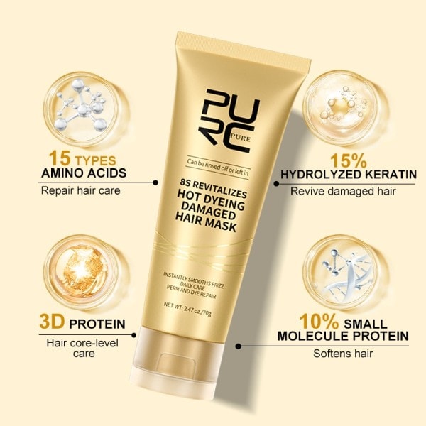 Protein Hår Maske Keratin Skader Reparasjon Friss Tørr Utjevnende Behandling Kreme Straighten