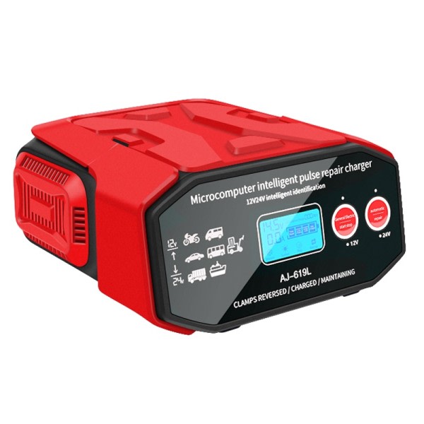 Bil batteri lader høy effekt 400W LED skjerm hurtig lading 12V-24V smart puls reparasjon