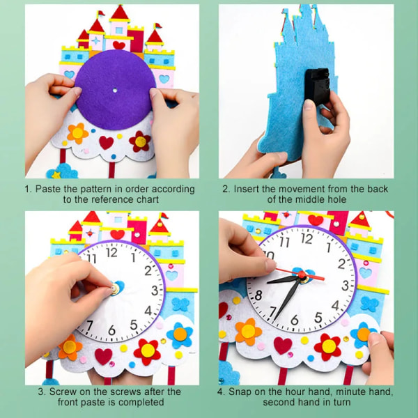 Vauva tee-se-itse kello lelut Montessori taide käsityöt tunti minuutti sekunti lapset tuntemus kellot lelut
