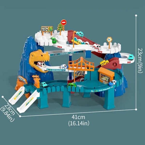 Sähkö dinosauruksen rata auto lelut lapsille's auto rata seikkailu kilpa rata lelut