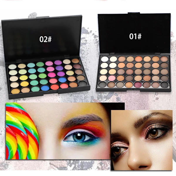 40 farve mat øjenskygge palette glitter øjen skygge vandtæt langtidsholdbar makeup