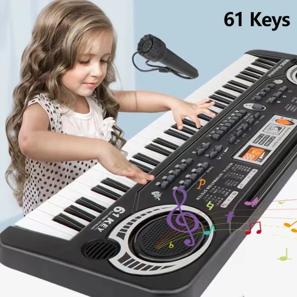 Elektronisk klaver tastatur bærbart 61 taster orgel med mikrofon undervisning legetøj
