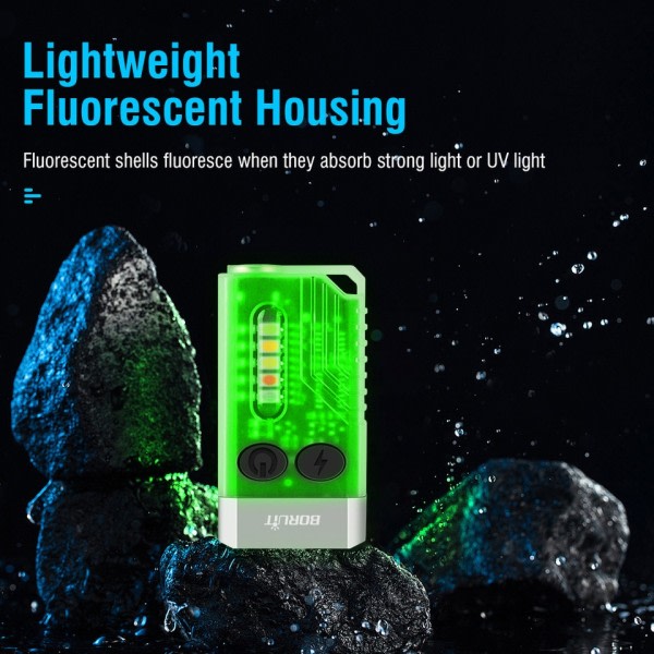 EDC avaimenperä LED fluoresenssi taskulamppu C-tyyppi ladattava taskulamppu työ valo magneetti summeri 365nm UV V3 Plus lyhty