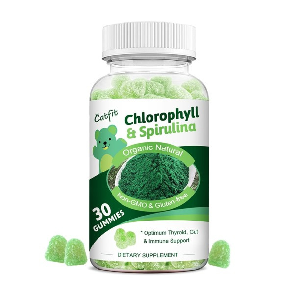 Luonnollinen Klorofylli ja Spirulina Gummy Daily Detox Energy Booster Ruoansulatusta ja immuunijärjestelmä merilevä kasvissyöjä välipalat