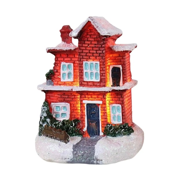 Jul led lys hus jule tre pynt LED harpiks liten landsby hus jul glød dekor