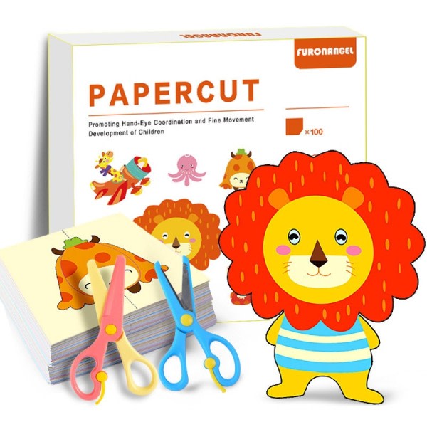 100kpl setti sarjakuva värillinen paperi taitto ja leikkaus lelut lapsille eläin kirja taide käsityö