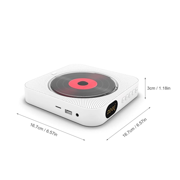 Bärbar CD spelare Bluetooth Högtalare Stereo CD Spelare LED Skärm Vägg Montagebar CD Musik spelare med IR fjärrkontroll FM Radio