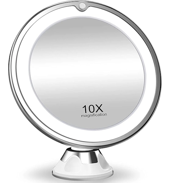 Flexibel 10x Förstorande LED Belysning Touch Skärm Portabel Klädd Bord Smink Spegel