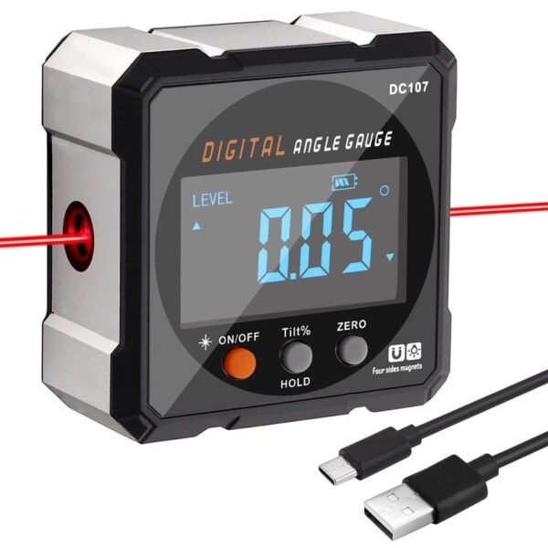Laser Digital Protractor Inklinometer Laser Level Lineal USB Opladbar