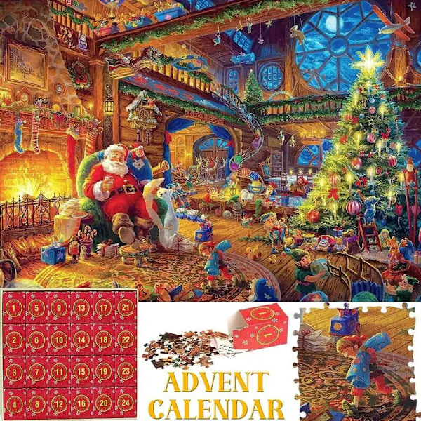 Jul Advent Kalender 1008stk Julemand puslespil 24 Dage Nedtælling
