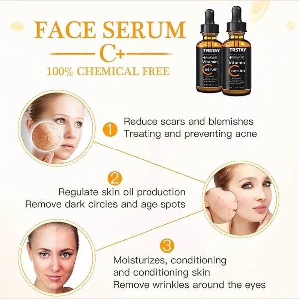 Vitamin C serum Ansigt Serum Langvarig Fugtgivende Forbedrer ruhed Lyser Pletter
