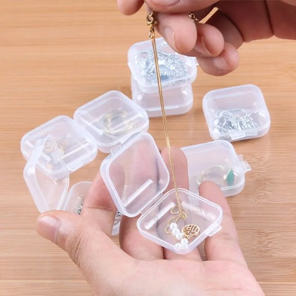 40 stykker Mini Klar Plast Oppbevaring Eske Smykker Oppbevaring Etuiet Transparent Oppbevaring Arrangør