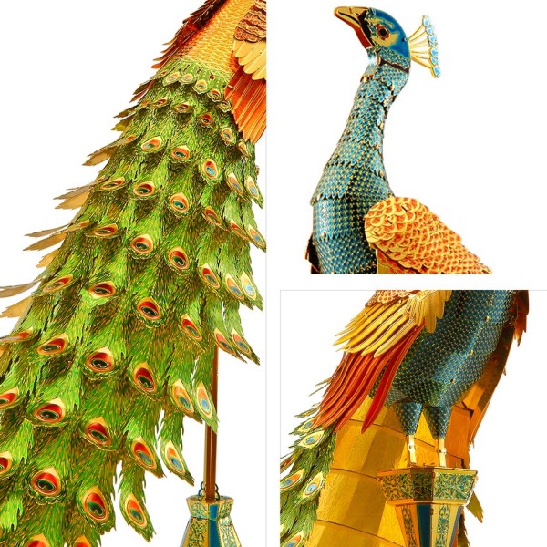 3D puslespil metal model sæt farverigt påfugl legetøj diy til voksen stiksav samlesæt sæt