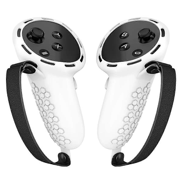 Par Silikone Etui til Meta Quest 3/3S Touch Controller Beskyttende Greb Cover med Stropper - Hvid Multicolor Hvid