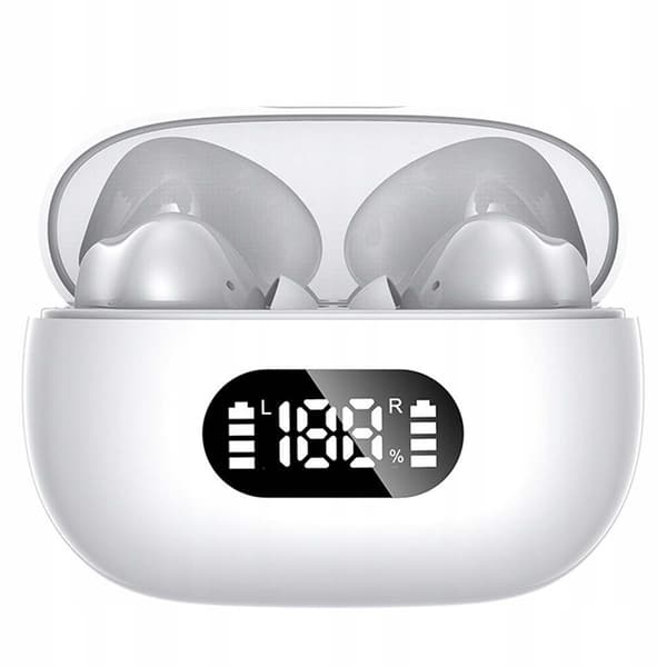 Trådløse Bluetooth In-Ear Hodetelefoner med LED Ladeetui og Mikrofon Hvit hvit