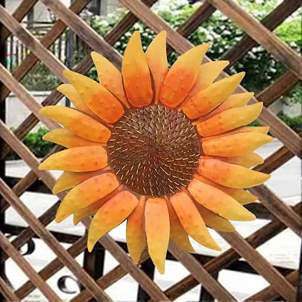 Metallblomma Väggdekor Solros Hängande Prydnad 3x2FT