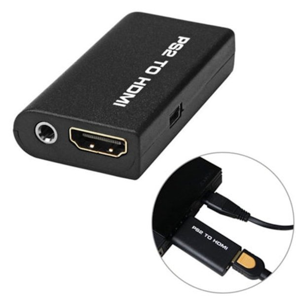 PS2 til HDMI med AUX Adapter Svart