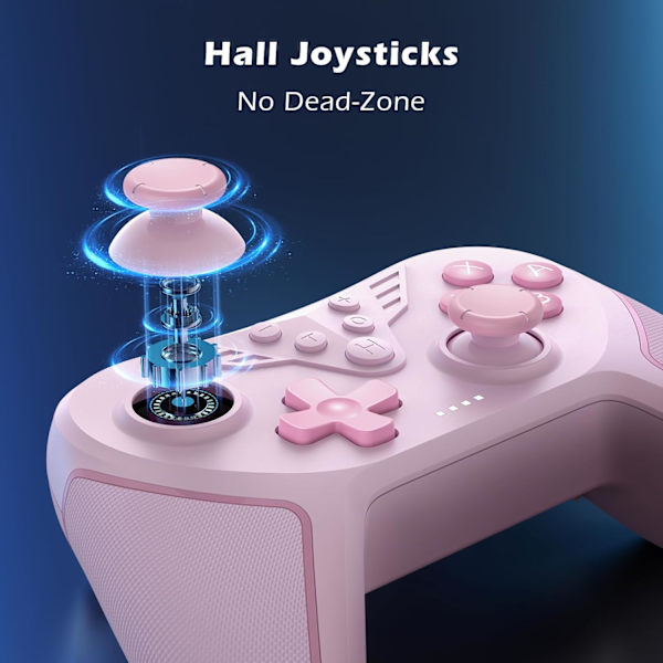 Controller til Switch, trådløs controller kompatibel med Switch Lite/Oled, TURBO/Macro programmering/justerbar vibration/6-akset gyroskop - Pink Pink