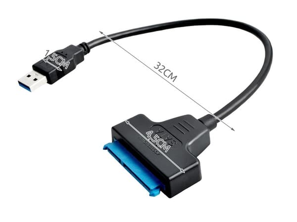 USB 3.0 - SATA 3 -sovitin - Sopii HDD / SSD -kiintolevyille - Musta