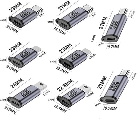 5-osainen USB-sovitinsarja – Type-C & Micro - Lightning, Mini & Type-C – Yhteensopiva Android/iOS-laitteiden kanssa
