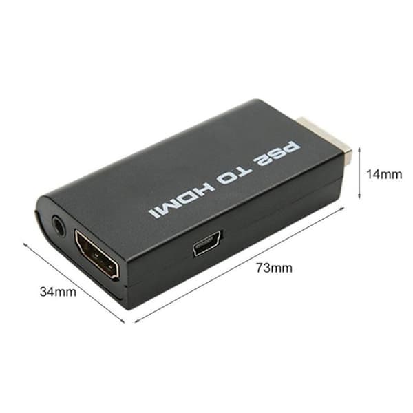 PS2 til HDMI med AUX Adapter Sort