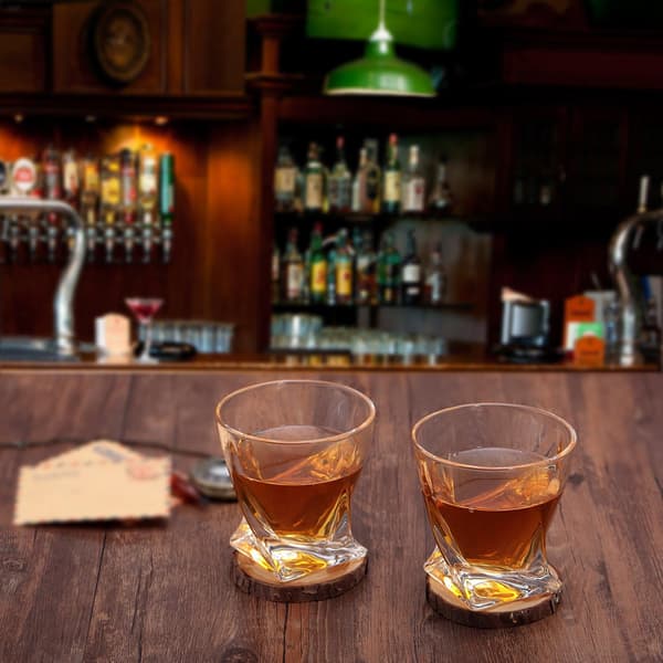 Lyxig presentförpackning för whisky, unika vridna Scotch-glas, diskmaskinssäkra, set med 2 blyfria glas