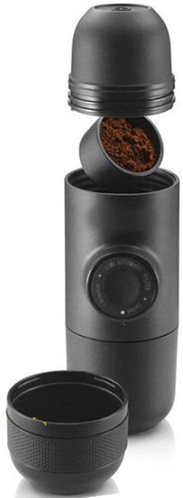 Bærbar espressomaskin, mini manuell kaffetrakter, kompatibel med koppkapsler og malt kaffe
