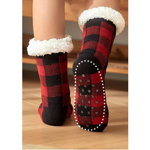 Dam fluffiga fleecefodrade vintertoffelsockor
