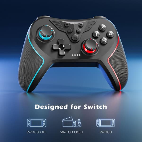 Kontroller for Switch, trådløs kontroller kompatibel med Switch Lite/OLED, Turbo/Makroprogrammering/Justerbar vibrasjon/6-akset gyroskop/Skjermbilde Black
