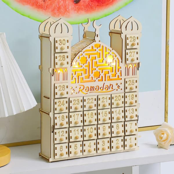 DIY Ramadan-kalender i tre - 30 bokser med lys, Eid Mubarak-dekorasjon for barn, adventsstil